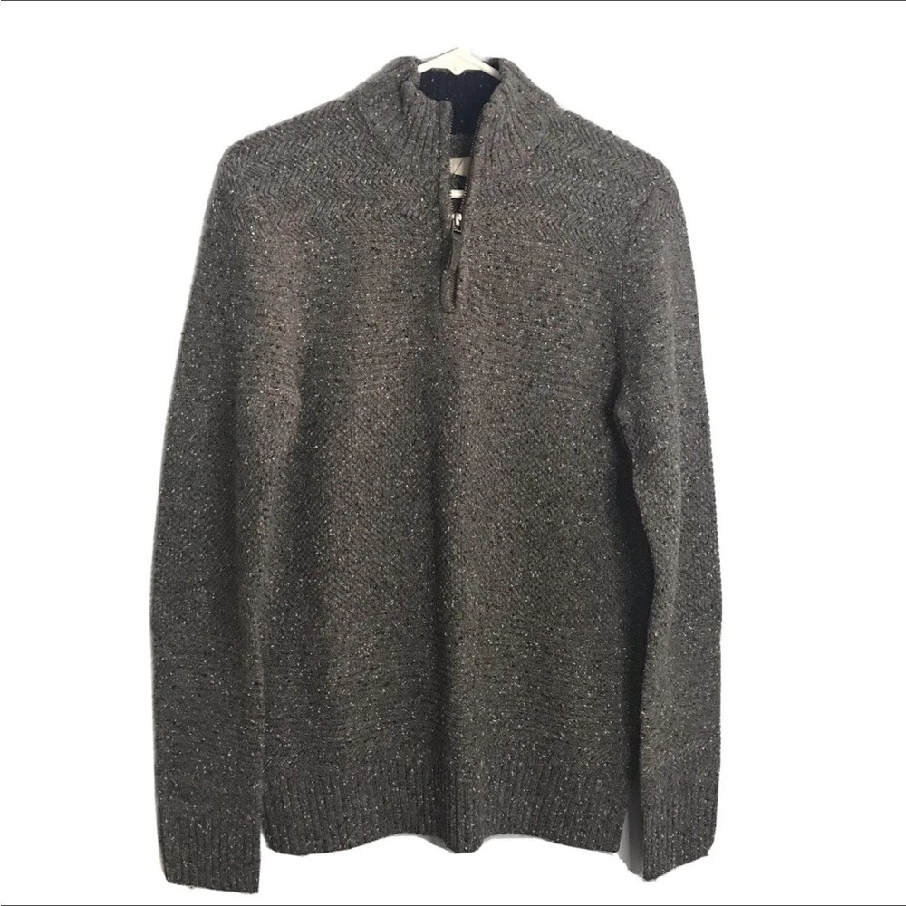 Boden Heavy Grey Knit 1/4 Zip Wool Blend Tunic Sweater SZ S F25